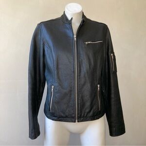 Wilson’s Leather | Maxima Vintage Black Leather Minimalist Moto Biker Jacket